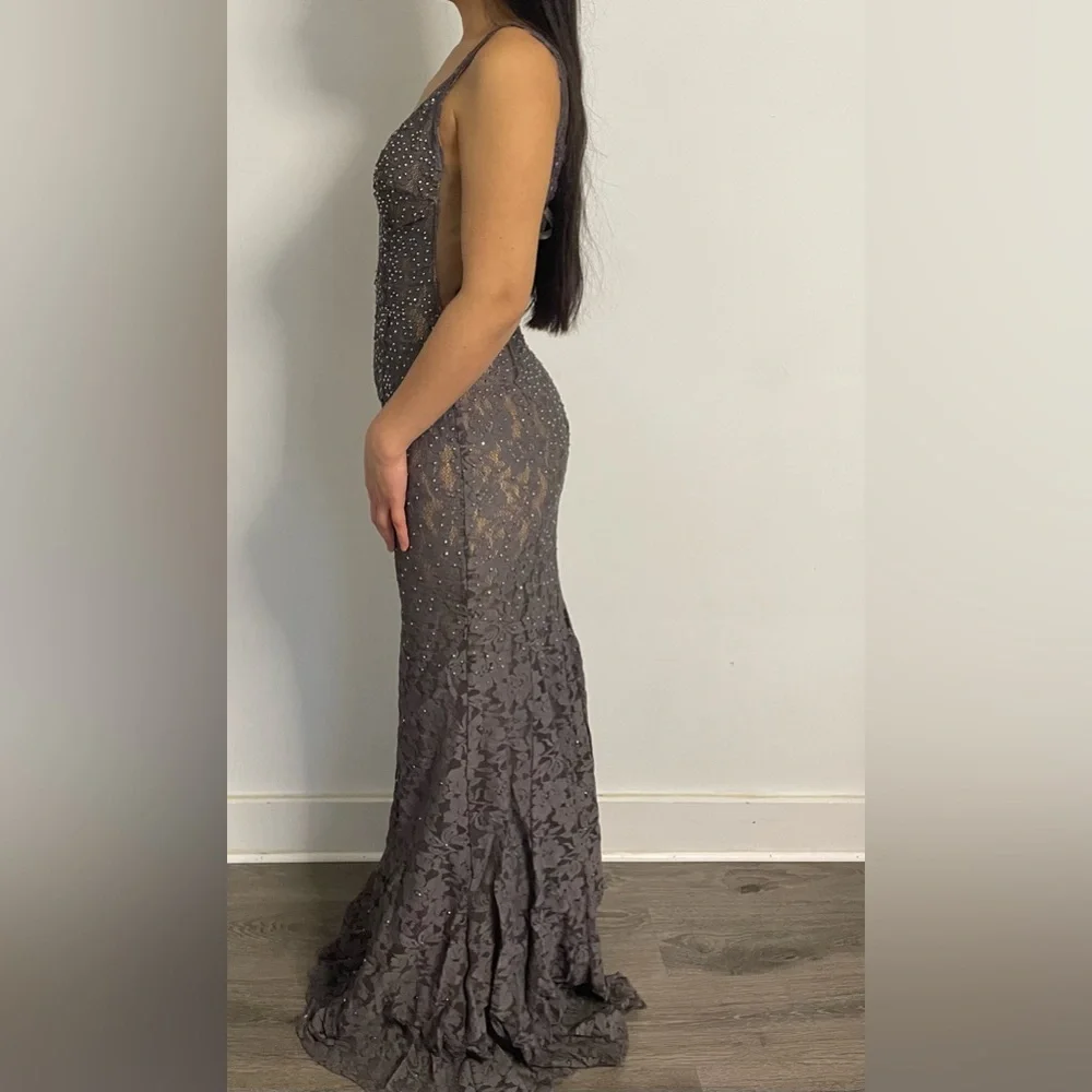 BEADED LACE FITTED SLEEVELESS GOWN BY JOVANI 48994 - Picture 11 of 16